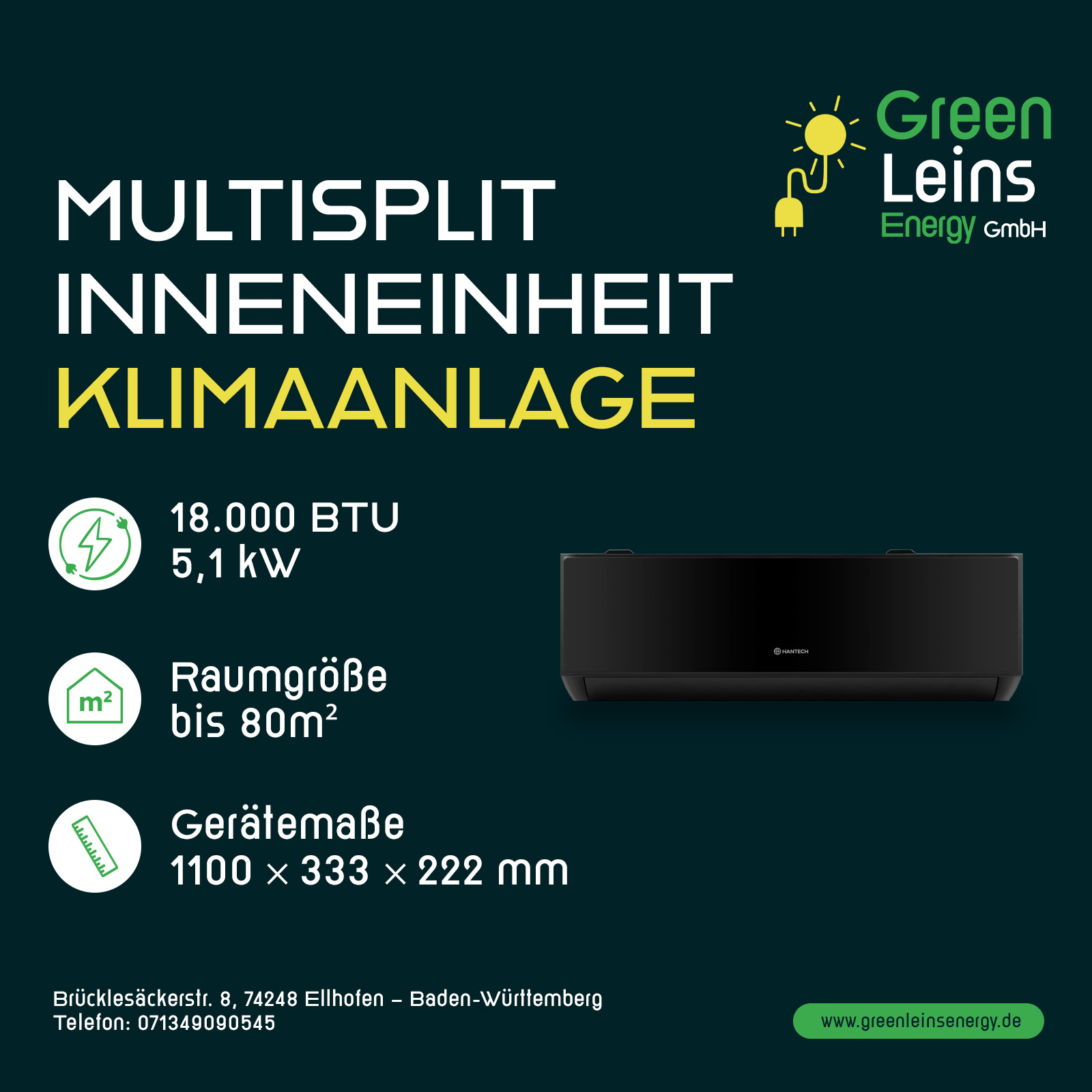 Hantech Klimaanlage 18.000 BTU / 5,1 kW