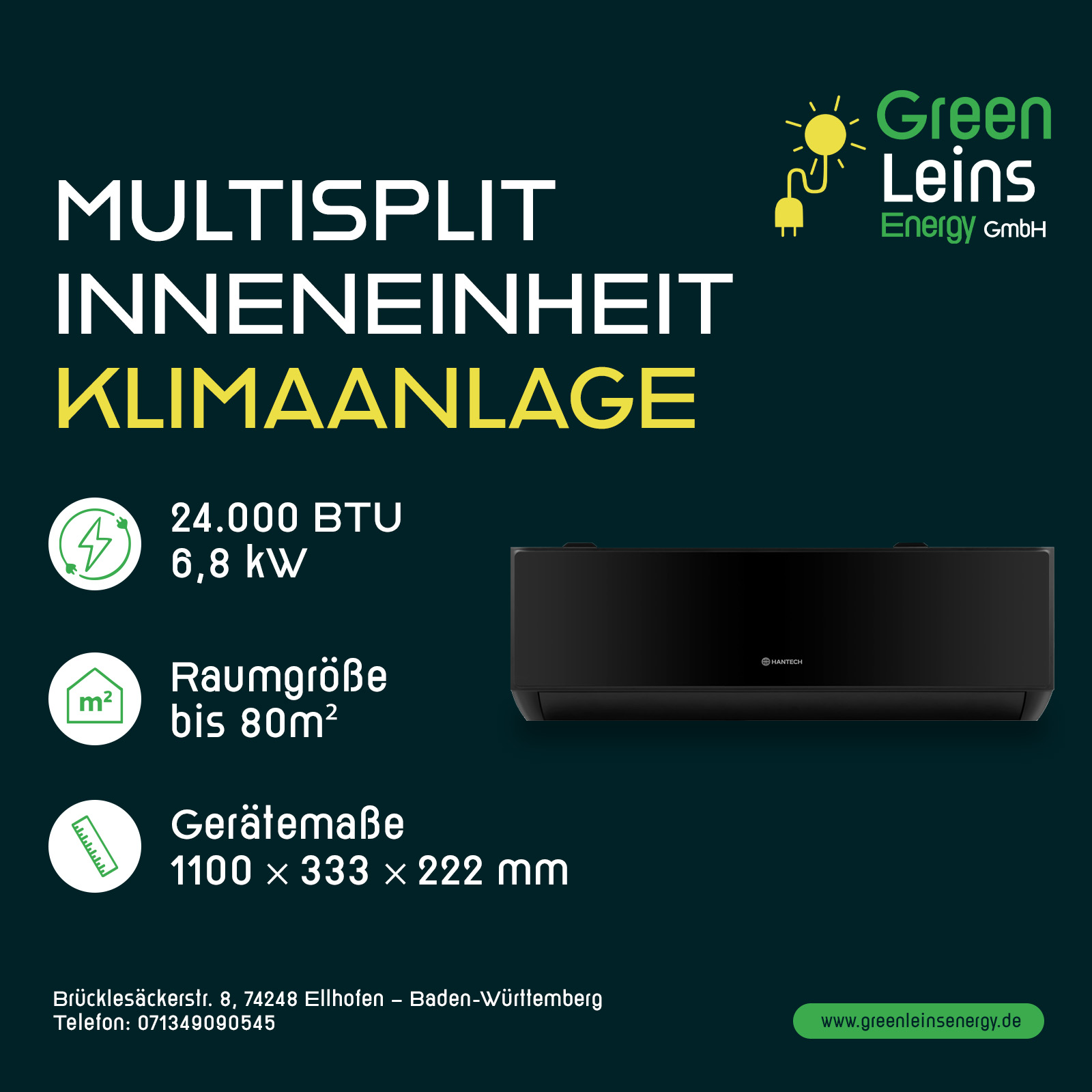 Hantech Klimaanlage 24.000 BTU / 6,8 kW