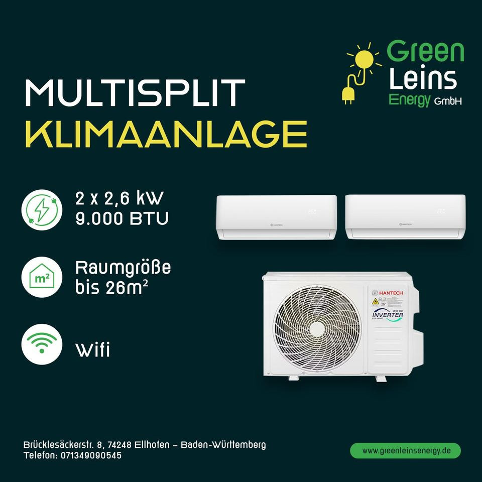 Hantech Klimaanlage 2x 9.000 BTU / 2,6 kW