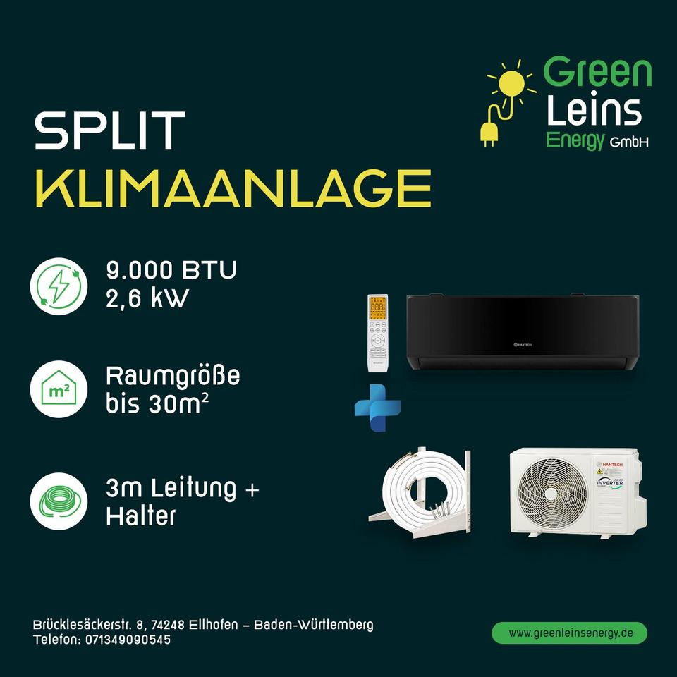 Hantech Split Klimaanlage 9.000 BTU / 2,6 kW