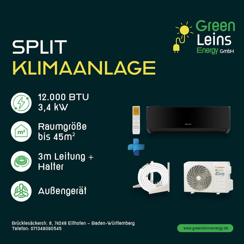 Hantech Split Klimaanlage 12.000 BTU / 3,4 kW