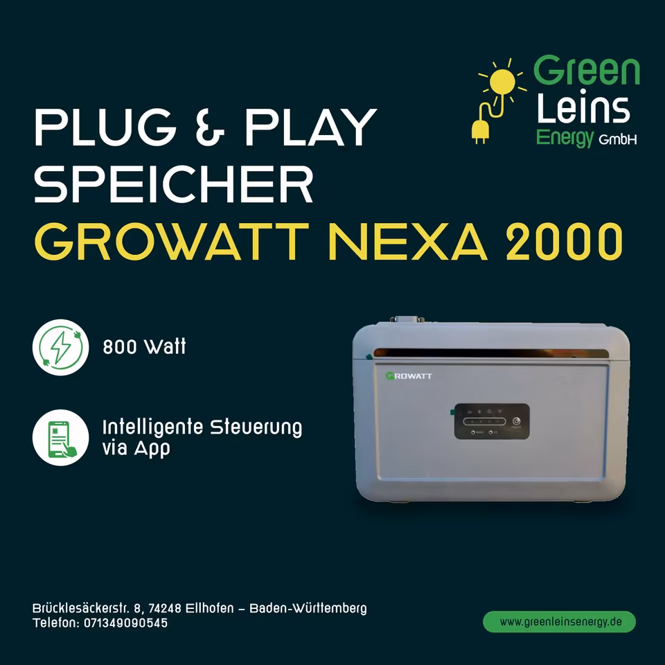 Growatt NEXA 2000 Plug & Play Speicher für Balkonkraftwerke