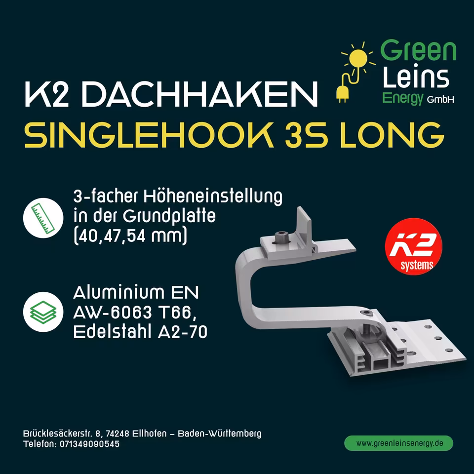 Photovoltaik PV Dachhaken K2 SingleHook 3S Long