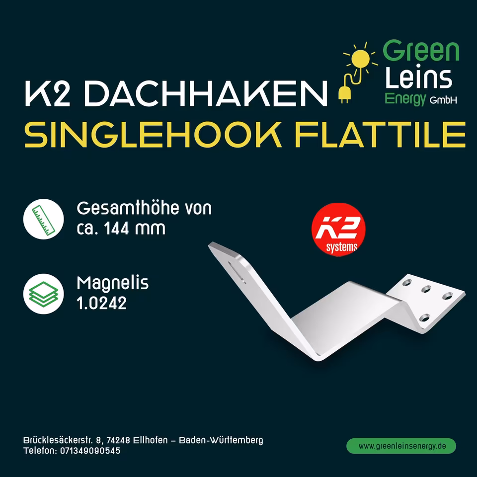 Photovoltaik PV Dachhaken K2 SingleHook FlatTile