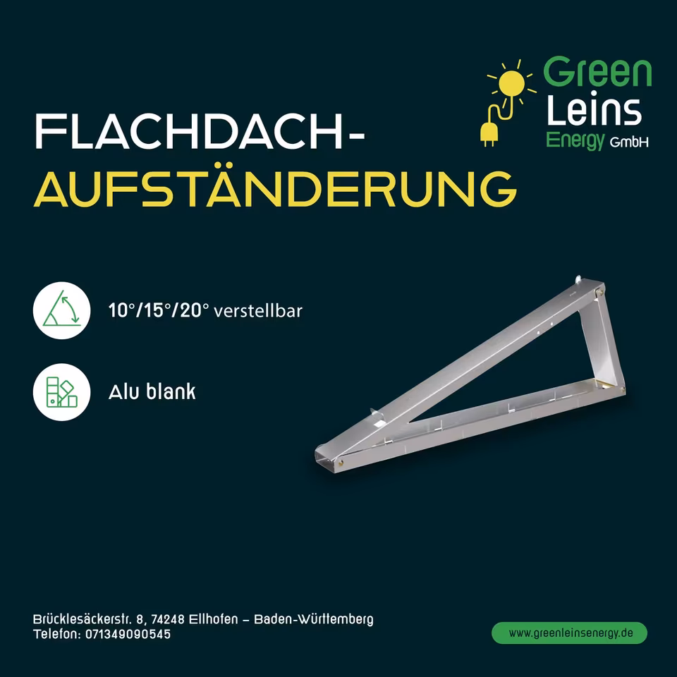 Flachdachaufständerung 10° / 15° / 20° verstellbar