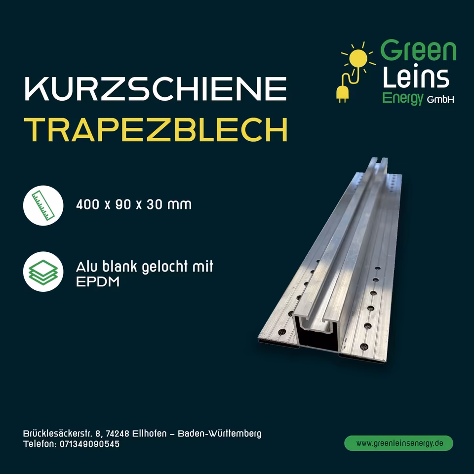 Photovoltaik Kurzschiene Trapezblech 400x90x30mm
