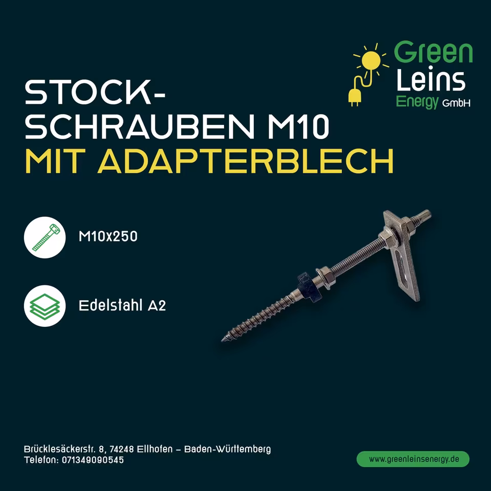 Stockschraube mit Adapterblech M10x250