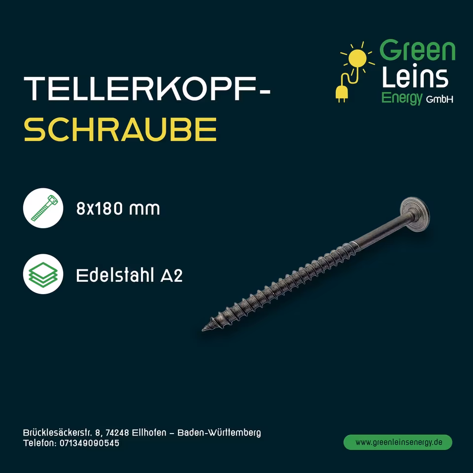 Photovoltaik Tellerkopfschraube M8x180 mm